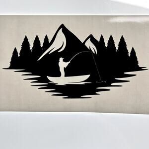 Handmade Rectangular Vinyl Car Window Decal Fisherman Sticker 6" X 3 1/4"